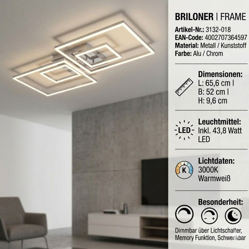 Led deckenleuchte frame - deckenleuchte, alu